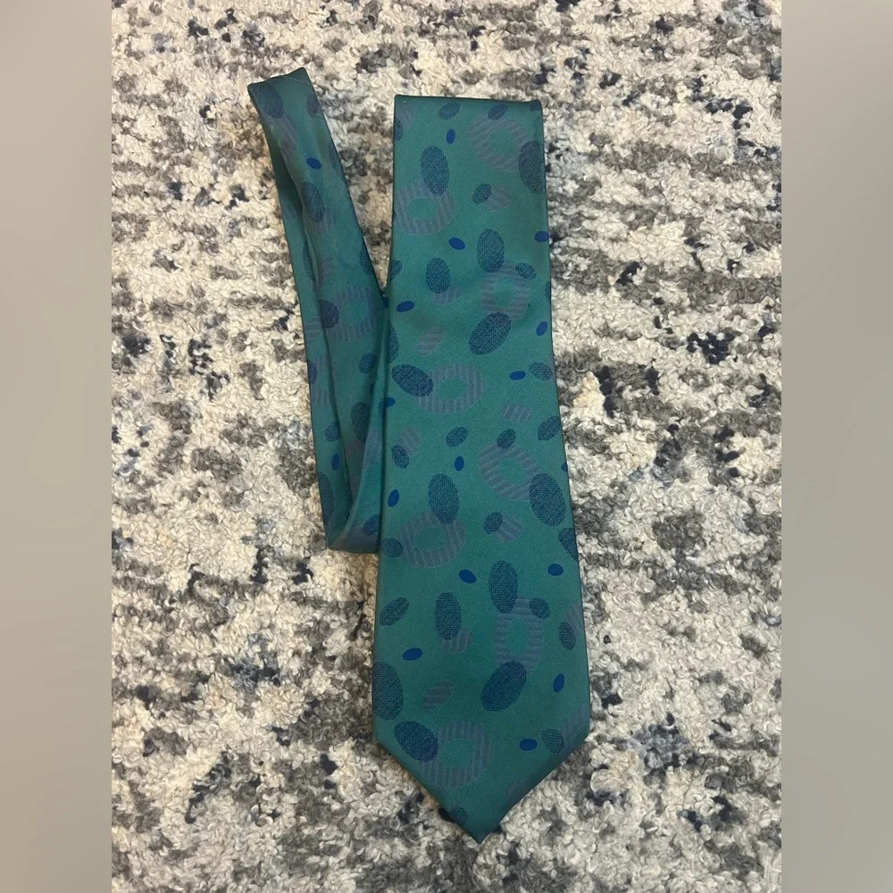 YSL Yves Saint Laurent Teal Silk Tie